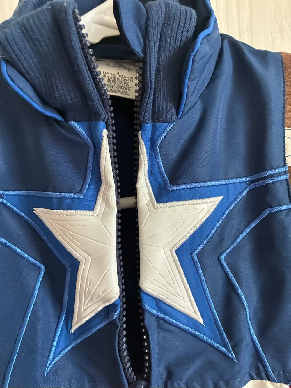 Disney Marvel Captain America Puffer Jacket Size 4 Full Zip Patriotic